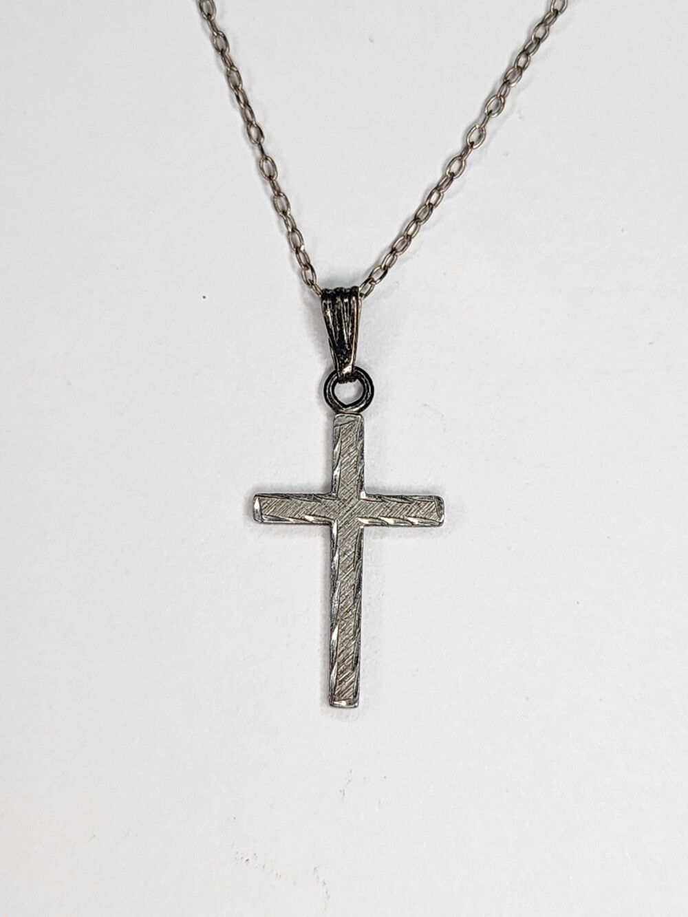 Vintage Sterling Silver Cross Pendant  And 17" Necklace
